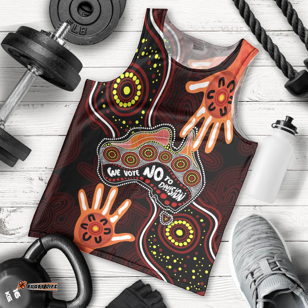 Australia Indigenous Men Tank Top We Vote NO To Division Aboriginal Map