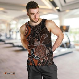 Aboriginal Turtle Men Tank Top Brown Style