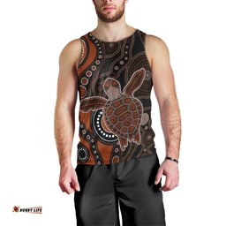 Aboriginal Turtle Men Tank Top Brown Style