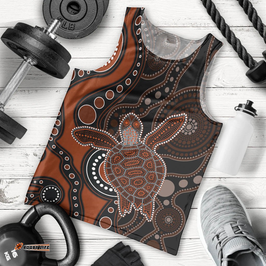 Aboriginal Turtle Men Tank Top Brown Style