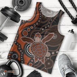 Aboriginal Turtle Men Tank Top Brown Style