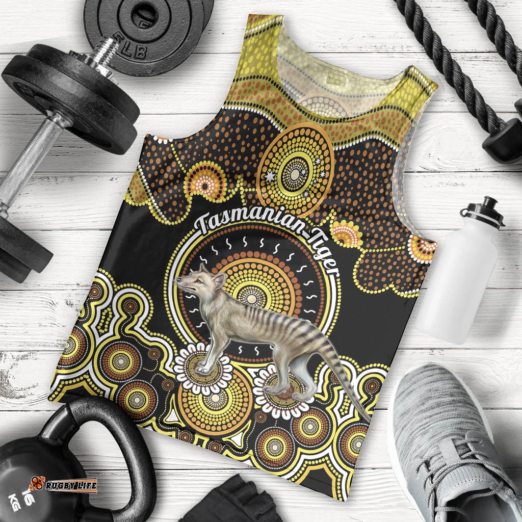 Personalised Australian Astrology Men Tank Top Aboriginal Tasmanian Tiger Zodiac Sign