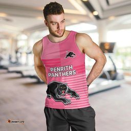 (Custom Text And Number) Penrith Panthers Rugby Men Tank Top Proud The Panthers Comeback Pink