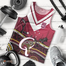 Personalised QLD Maroons Rugby Men Tank Top Go Queensland Kangaroo Indigenous