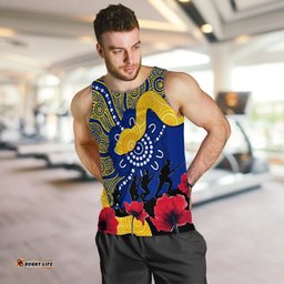 Parramatta Eels Rugby Men Tank Top Anzac Day Aboriginal Arts