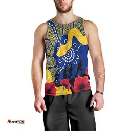 Parramatta Eels Rugby Men Tank Top Anzac Day Aboriginal Arts