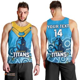 (Custom Text And Number) Titans Rugby Men Tank Top Gold Coast 2007 Aboriginal Art