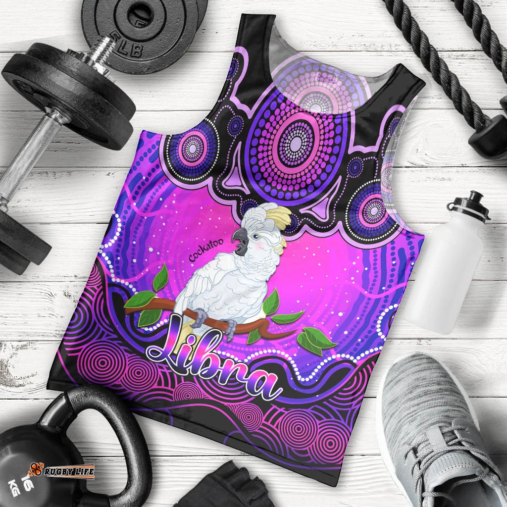 Personalised Australia Libra Cockatoo Zodiac Men Tank Top Auz Astrology Aboriginal - Magenta