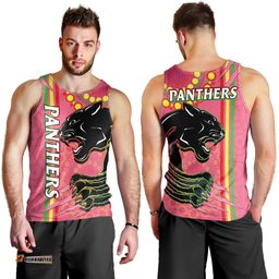 Panthers Rugby Men Tank Top The Mountain Men Aboriginal Art Dynamic Pink Version