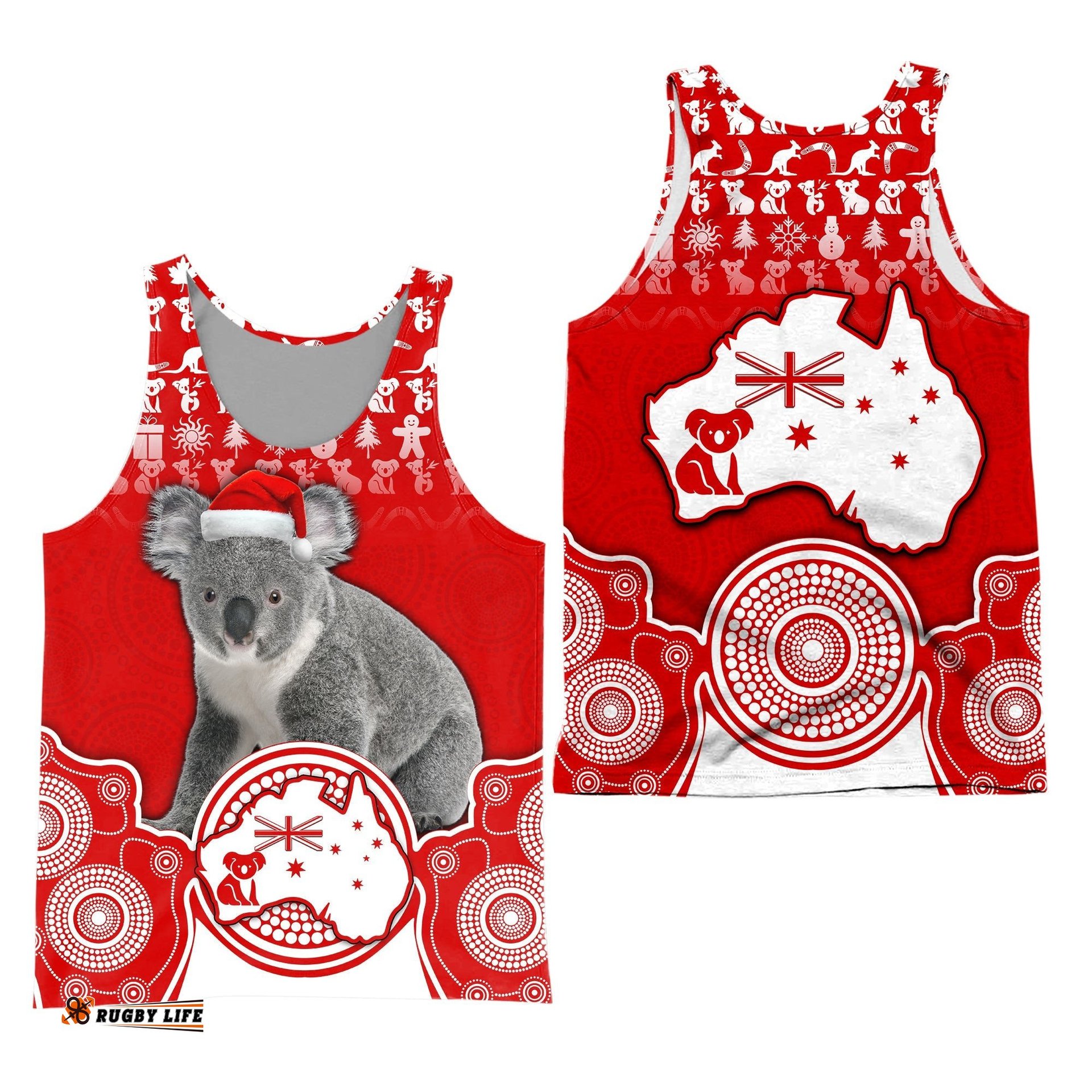 Australian Koala Christmas Vibe With Aboriginal Dot Painting Style No2 Men TankTop