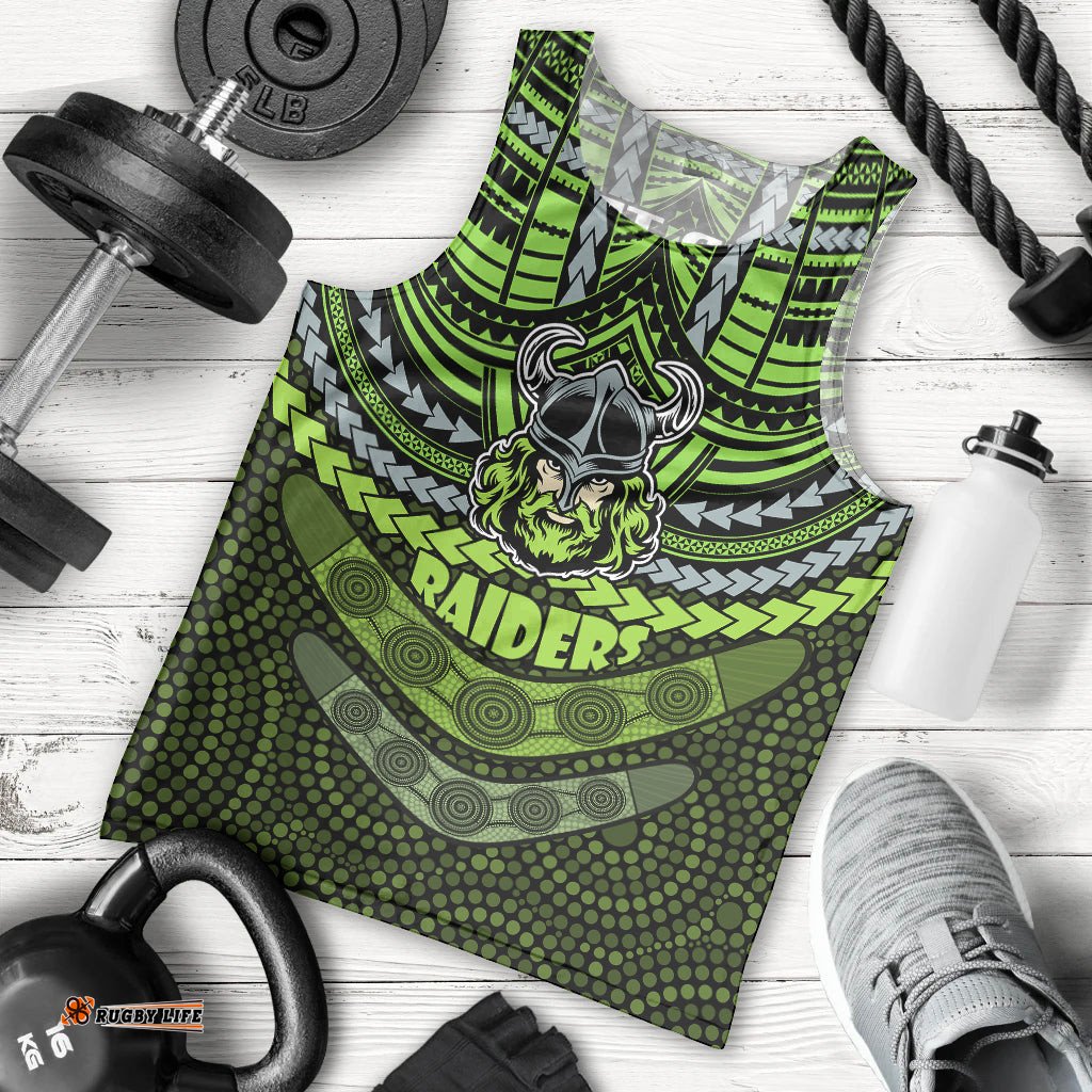 Custom Raiders Rugby Men Tank Top Polynesian and Aboriginal Special Version
