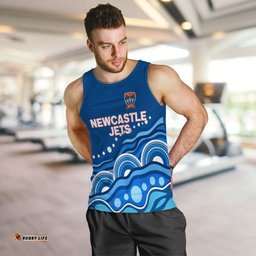 (Custom Personalised) Newcastle Jets Men Tank Top - Indigenous Dot Painting Art -