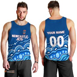 (Custom Personalised) Newcastle Jets Men Tank Top - Indigenous Dot Painting Art -