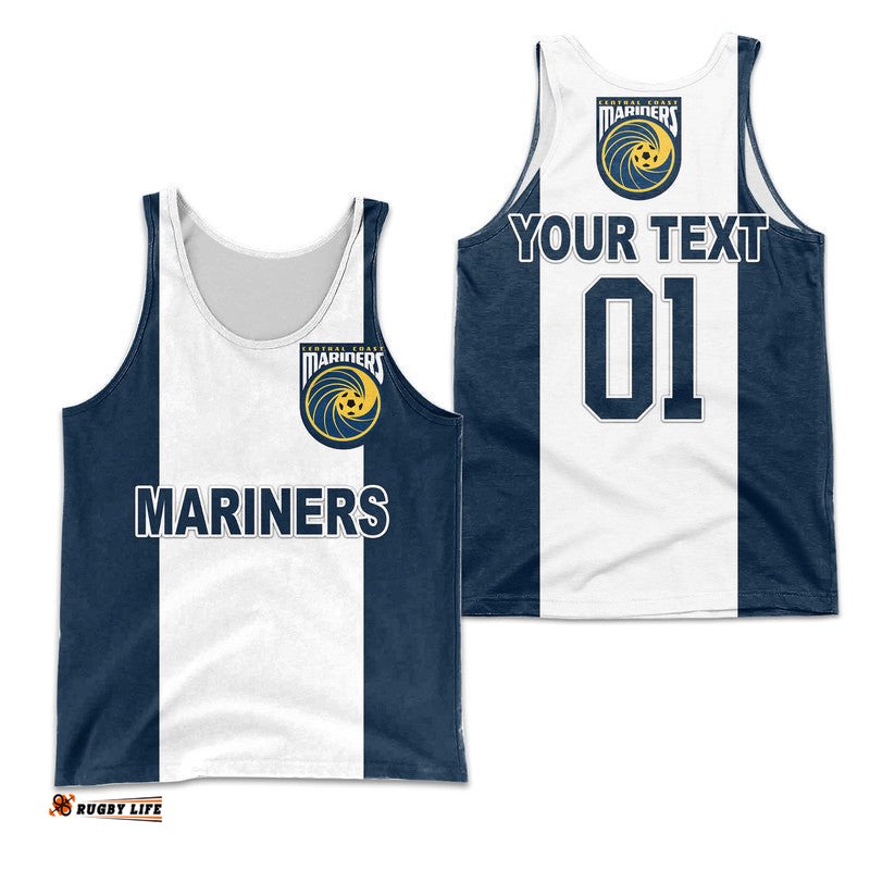 (Custom Personalised) Central Coast Mariners Men Tank Top Soccer Club Original Style - Navy White