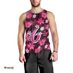 Australian Sixers Cricket Men Tank Top Baeuty Pacific Hibiscus and Polynesian Pattern