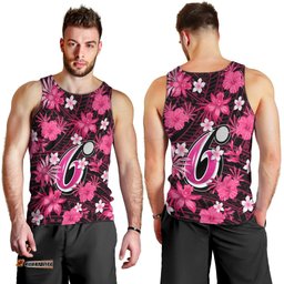 Australian Sixers Cricket Men Tank Top Baeuty Pacific Hibiscus and Polynesian Pattern