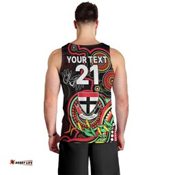 Custom St Kilda Football Aboriginal Art Men Tank Top NAIDOC Indigenous Tribal