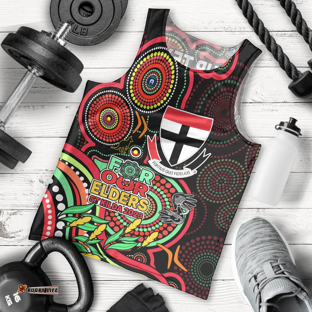 Custom St Kilda Football Aboriginal Art Men Tank Top NAIDOC Indigenous Tribal
