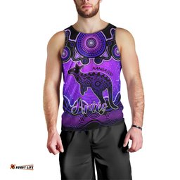Personalised Australia Aries Kangaroo Zodiac Men Tank Top Auz Astrology Aboriginal - Purple