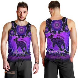 Personalised Australia Aries Kangaroo Zodiac Men Tank Top Auz Astrology Aboriginal - Purple