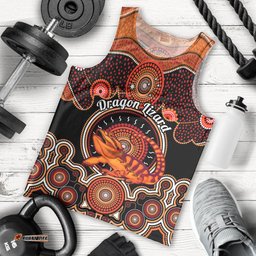 Personalised Australian Astrology Men Tank Top Aboriginal Dragon Lizard Zodiac Sign