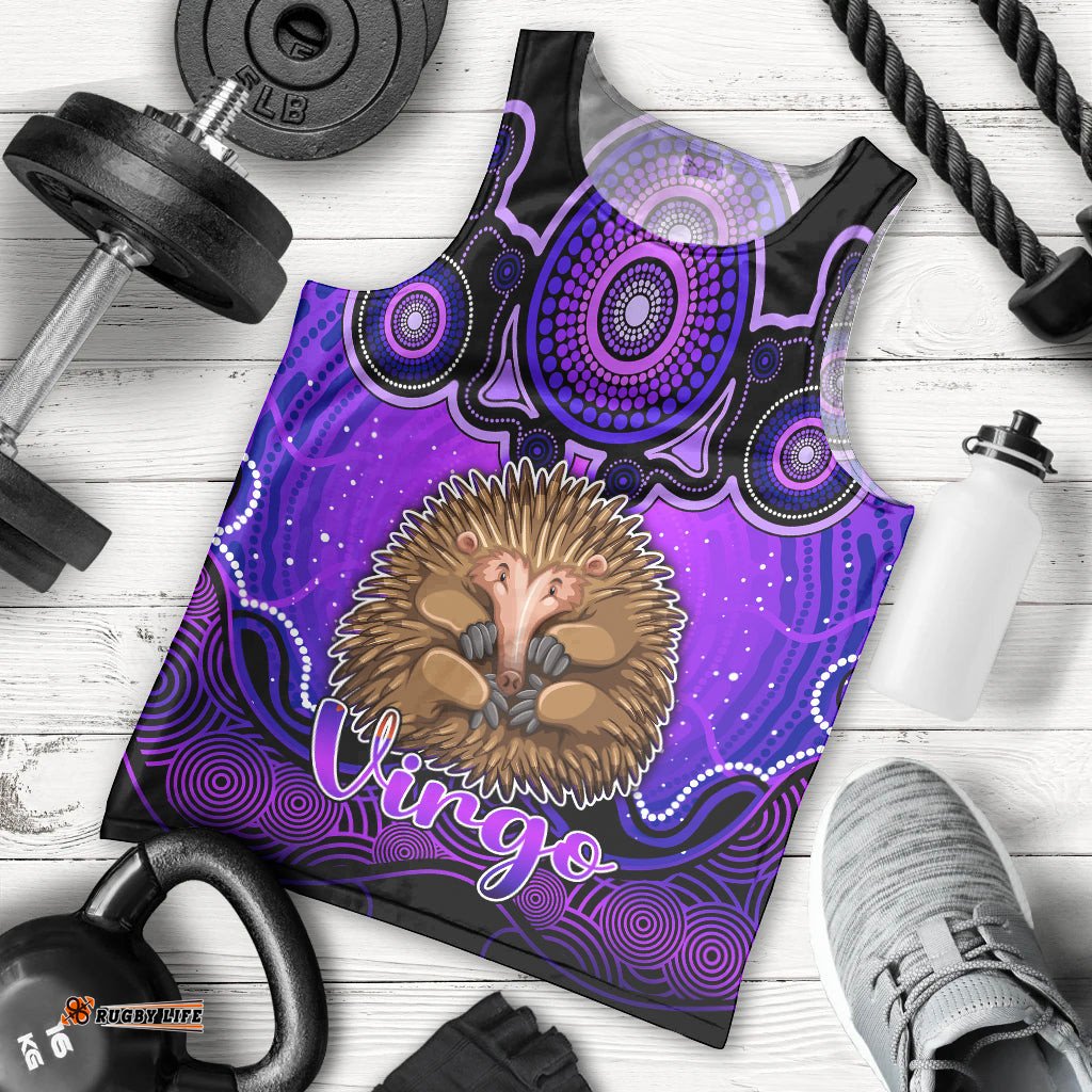 Personalised Australia Virgo Echidna Zodiac Men Tank Top Auz Astrology Aboriginal - Purple