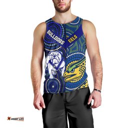 Personalised Bulldogs Mix Parramatta Eels Rugby Men Tank Top Aboriginal Version