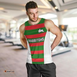Rabbitohs Rugby Men Tank Top Go Souths 1908 Sporty Style White
