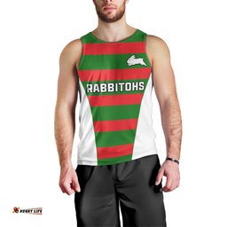 Rabbitohs Rugby Men Tank Top Go Souths 1908 Sporty Style White