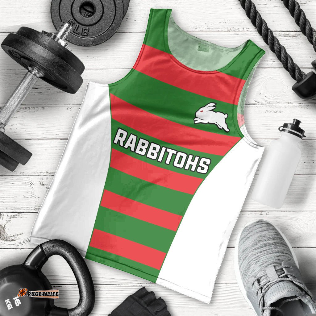 Rabbitohs Rugby Men Tank Top Go Souths 1908 Sporty Style White
