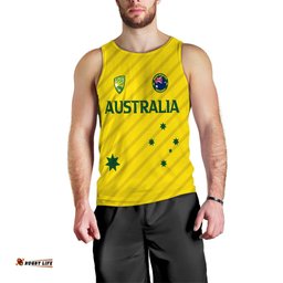 (Custom Personalised) Australian Cricket Men Tank Top - National Color -