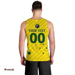 (Custom Personalised) Australian Cricket Men Tank Top - National Color -