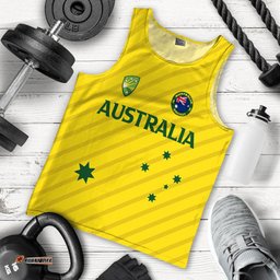 (Custom Personalised) Australian Cricket Men Tank Top - National Color -