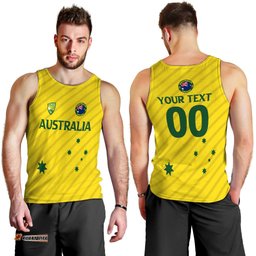 (Custom Personalised) Australian Cricket Men Tank Top - National Color -