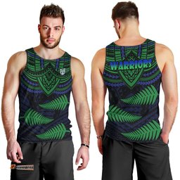 Warriors Rugby Men Tank Top Aotearoa Fern Polynesian Pattern