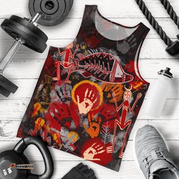 Aboriginal Men's Tank Top - Indigenous Fish Hand Art