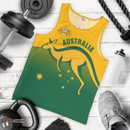 Men Tank Top - Kangaroo Mens Tank Australian Coat Of Arms National Color