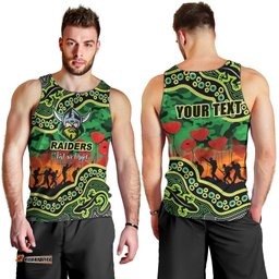 (Custom Personalised) Anzac Day NRL - Raiders Men Tank Top Aboriginal Lizard Patterns