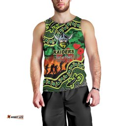 (Custom Personalised) Anzac Day NRL - Raiders Men Tank Top Aboriginal Lizard Patterns