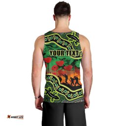 (Custom Personalised) Anzac Day NRL - Raiders Men Tank Top Aboriginal Lizard Patterns