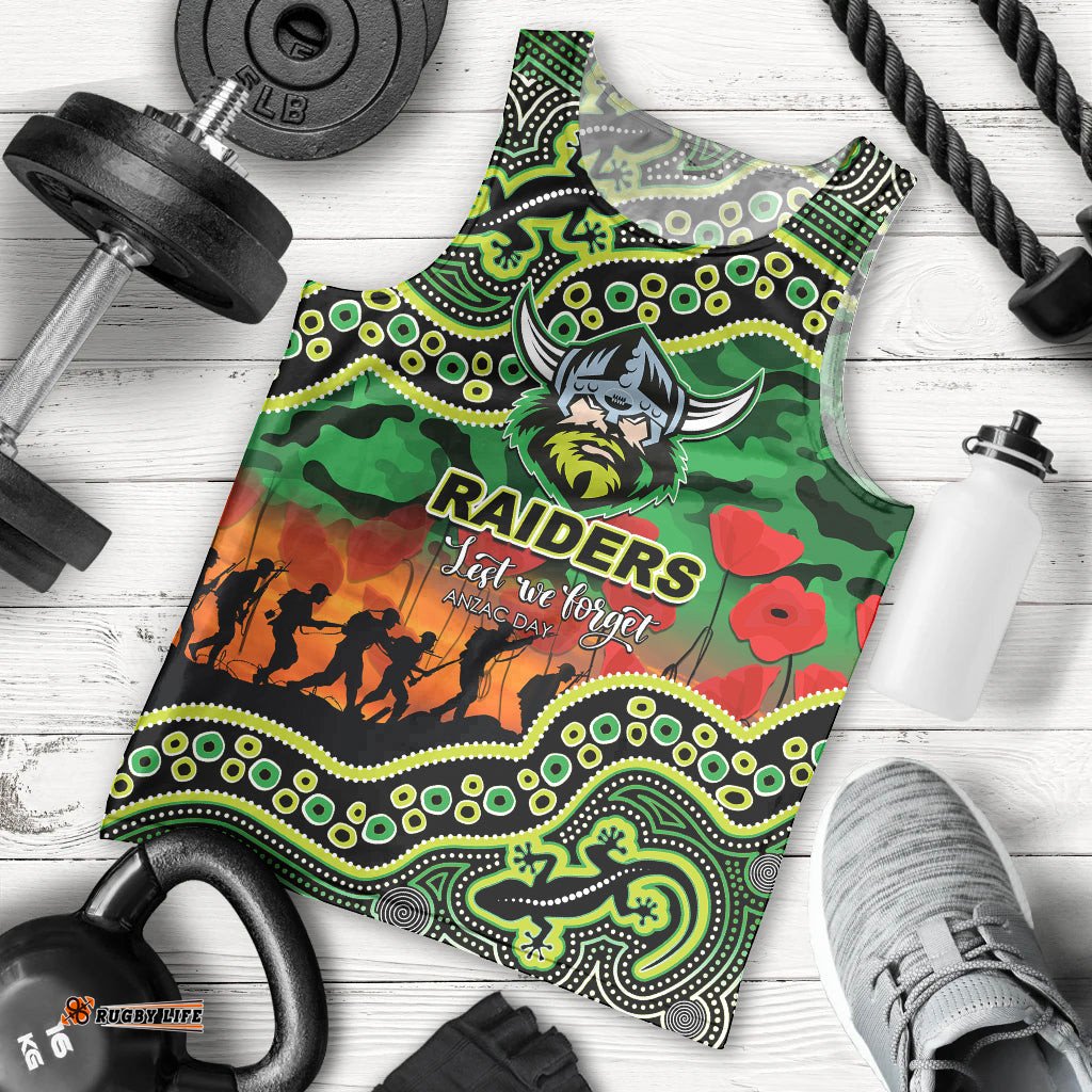 (Custom Personalised) Anzac Day NRL - Raiders Men Tank Top Aboriginal Lizard Patterns