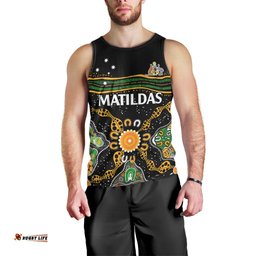 Matildas Australia Soccer Men Tank Top Aboriginal Dots Style