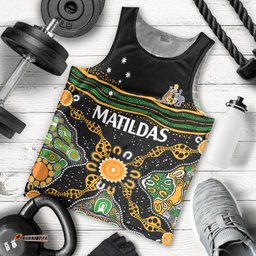 Matildas Australia Soccer Men Tank Top Aboriginal Dots Style