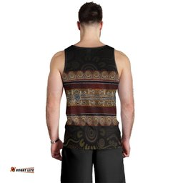 Men Tank -  Aboriginal Dot Panting Art Horizontal Lines
