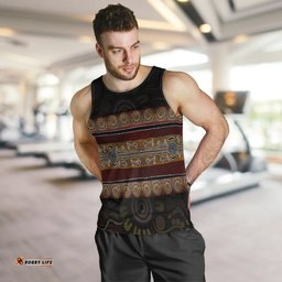 Men Tank -  Aboriginal Dot Panting Art Horizontal Lines