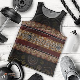Men Tank -  Aboriginal Dot Panting Art Horizontal Lines