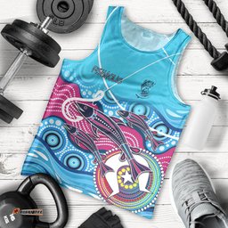 Australia Fishing Men Tank Top Fishaholic With The Dhari Symbol And Aboriginal Pattern