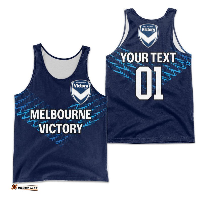 (Custom Personalised) Melbourne Victory Big V Men Tank Top Soccer Club Original Style - Blue