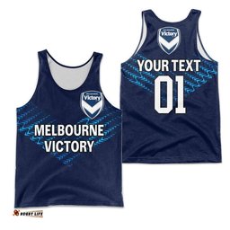 (Custom Personalised) Melbourne Victory Big V Men Tank Top Soccer Club Original Style - Blue