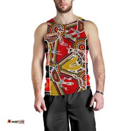 Aboriginal Men's Tank Top, Kangaroo Dot Painting Patterns